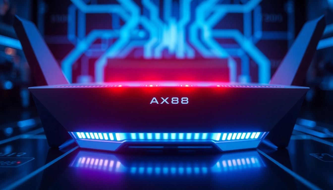 AX88 router powering high-speed wireless connections with sleek design and advanced features