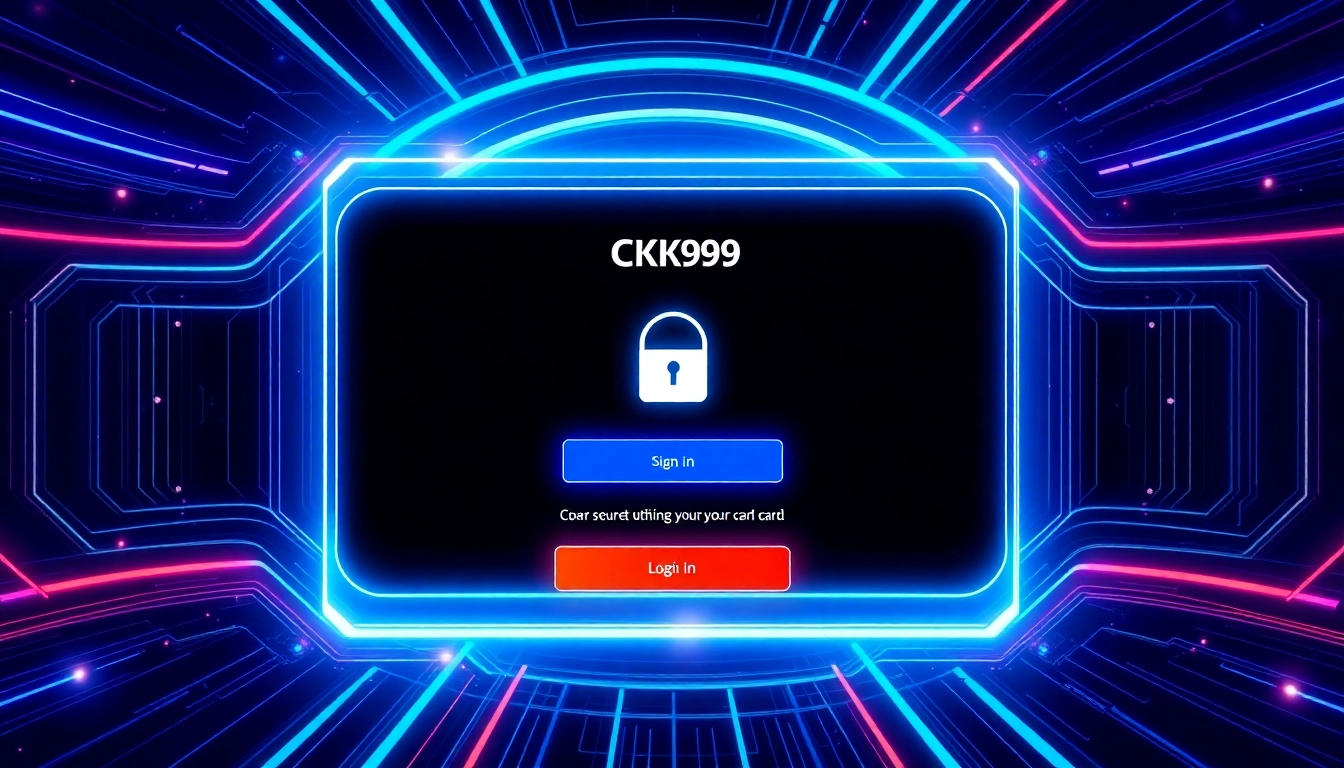 CK999 login page with secure sign-in process and sleek user interface for quick access to gaming platforms