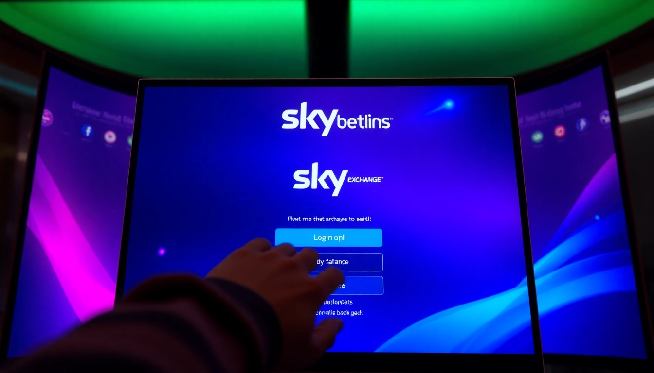 Guide to Sky exchange login steps showing a user accessing the secure betting website with clear login interface and vibrant visuals for better engagement.