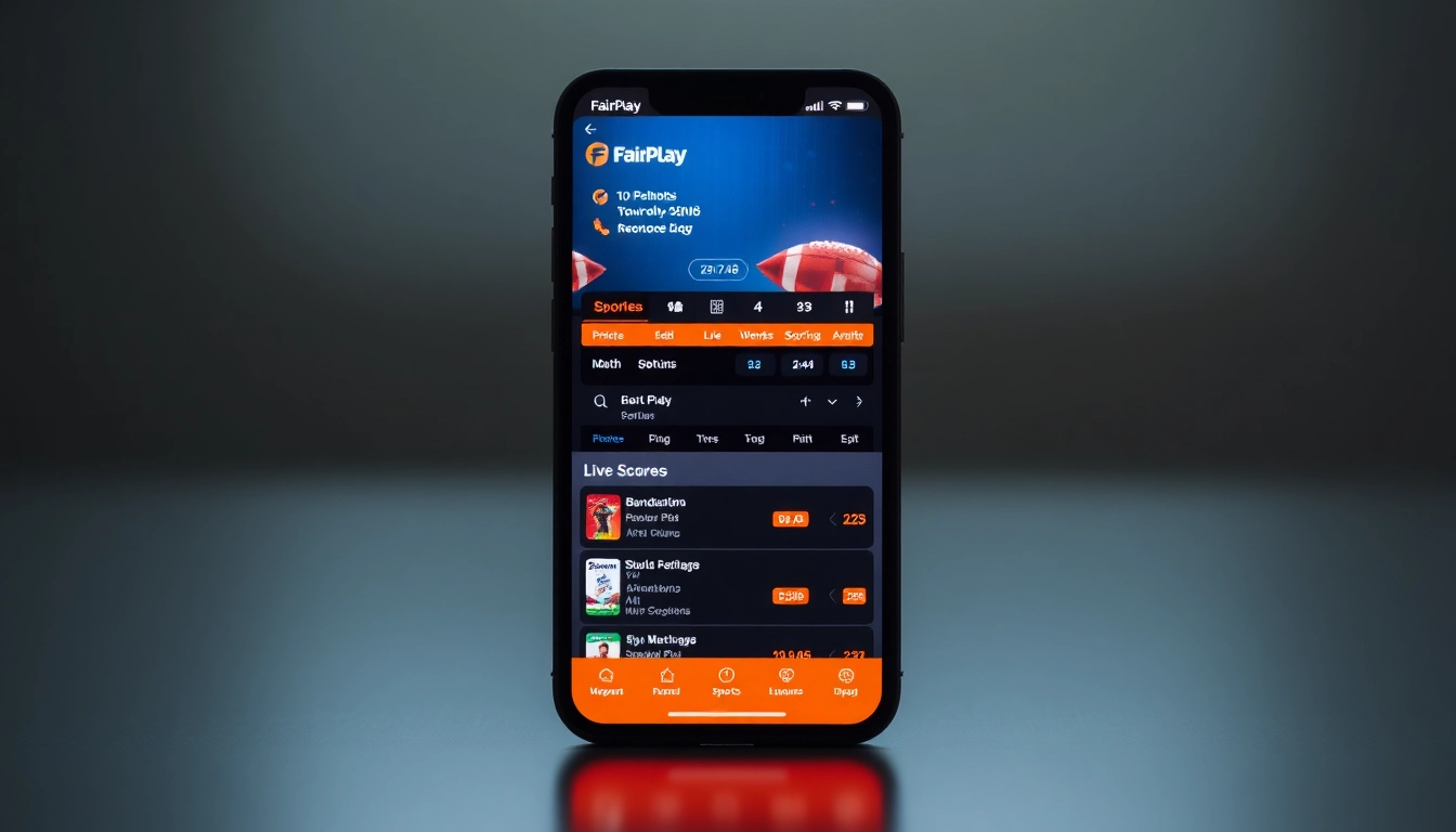 Screenshot of the fairplay app showcasing sports betting features and live score updates for seamless user engagement.