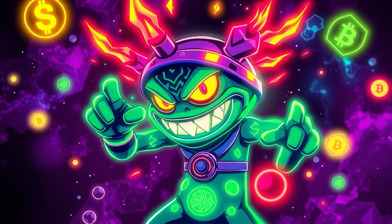 Engaging scene of Angry Pepe Solana emphasizing its digital and energetic vibe with blockchain