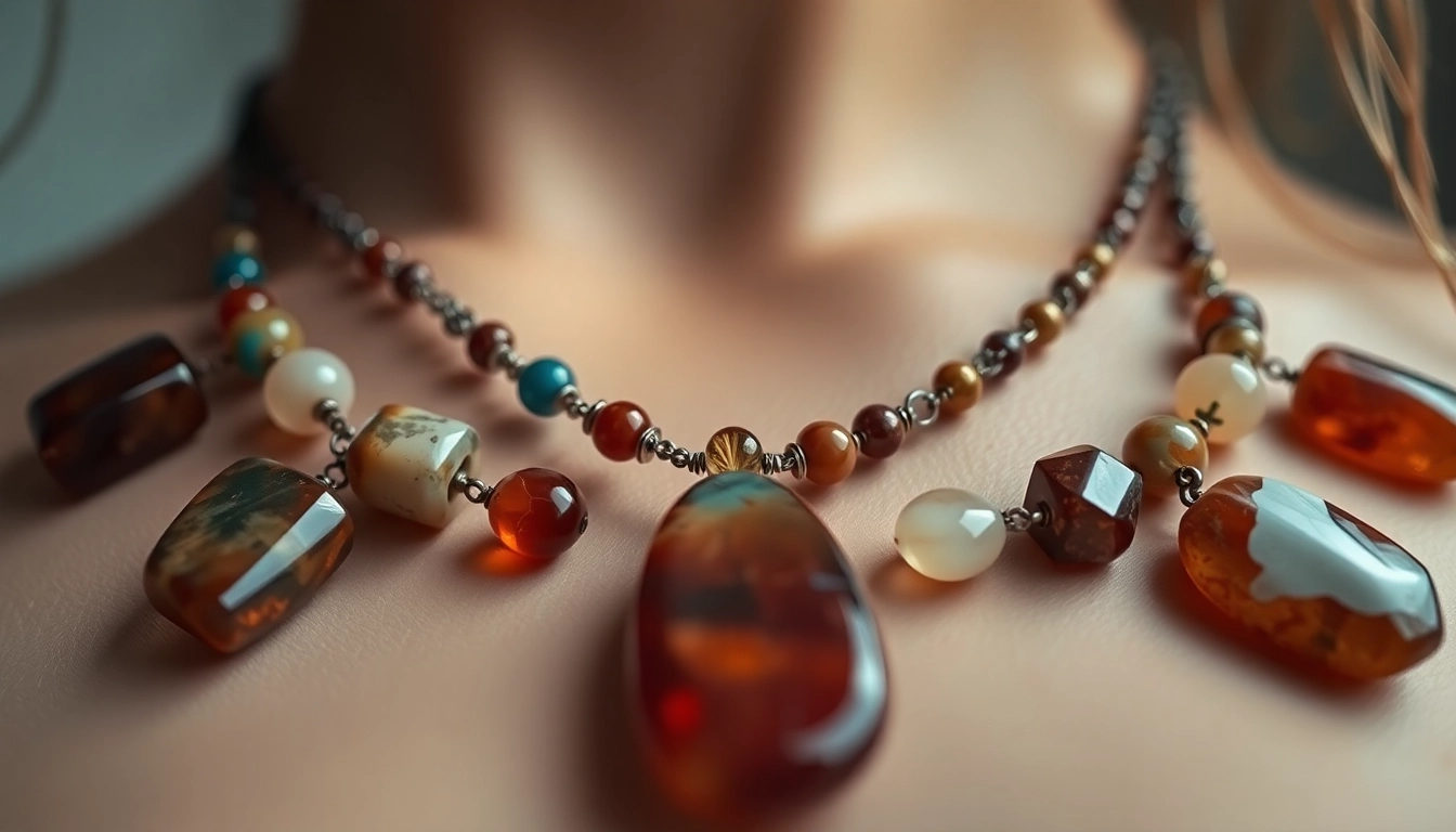 Showcase of a beautiful naszyjnik z kamieni naturalnych featuring vibrant stones and intricate