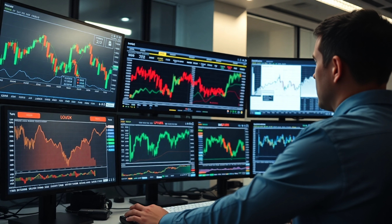 UK Trading News updates showing stock charts, gold records, and currency movements for